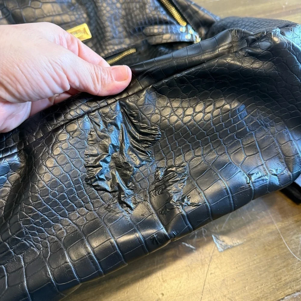 Petunia Pickle Bottom Black Faux Croc Diaper Bag Backpack Pad Wipes Container